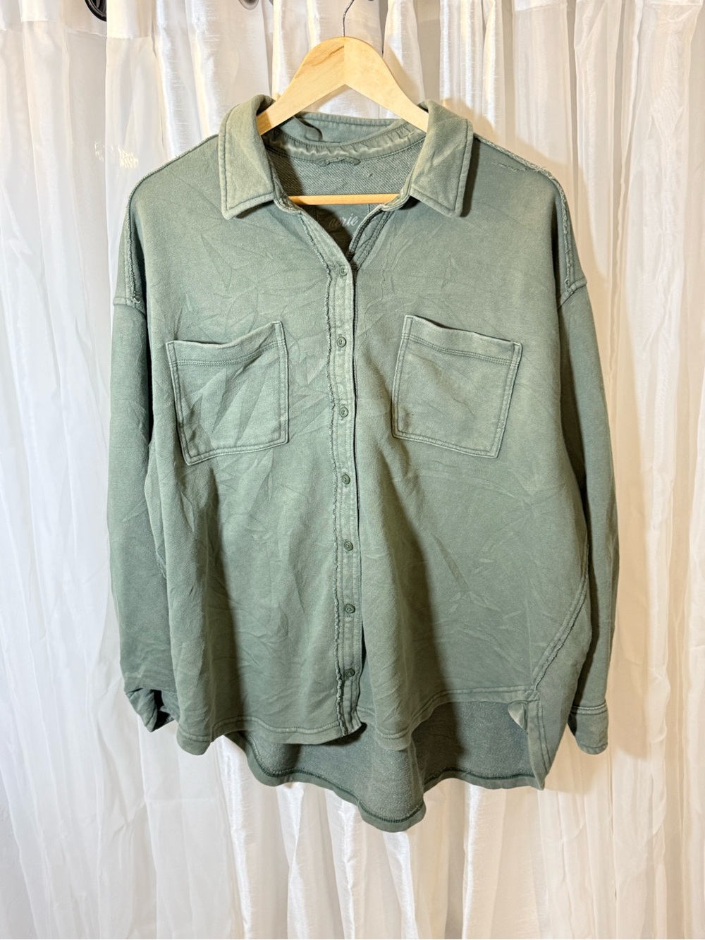 aerie Olive Green Casual Button-Down Shirt